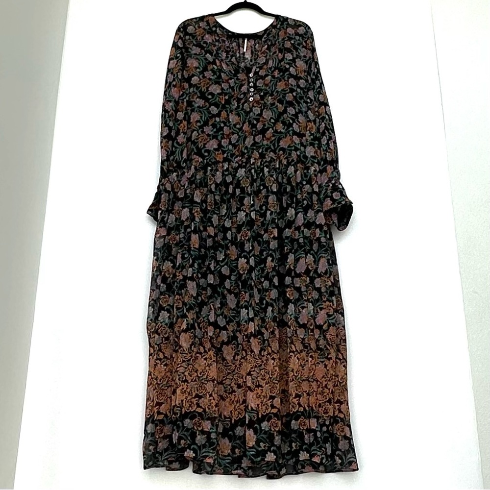 Free People See It Through Dress in Black Combo Floral | XL | EUC - Picture 3 of 14
